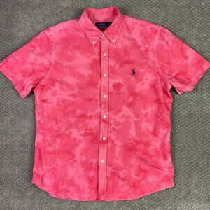 Polo by Ralph Lauren Pink Tie-Dye Short Sleeve Button-Down Shirt